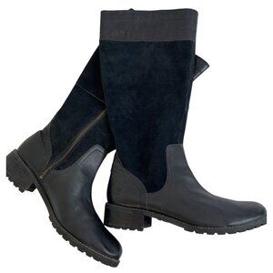 Timberland Womens Black Leather & Suede Riding Boots Size 11 Wide Calf EUC